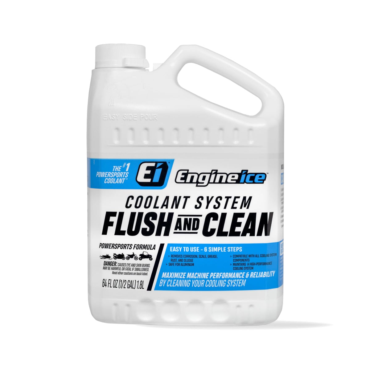 Engine Ice front label on 0.5 gallon bottle showing product identity and benefits