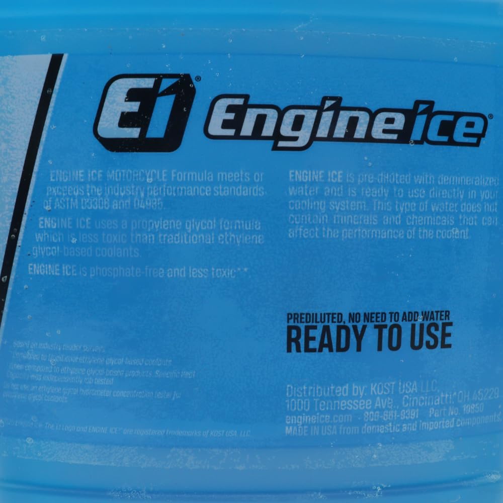 Engine Ice close-up label highlighting pre-mixed and biodegradable features