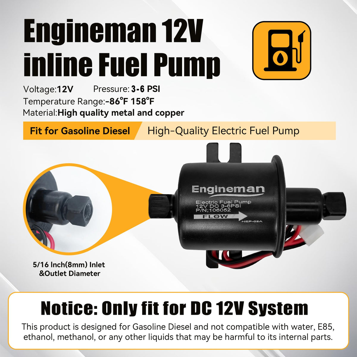 ENGINEMAN pump mounted near engine demonstrating correct installation placement