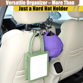 Enhon carrying hard hat and jacket on hooks to keep seat surfaces tidy