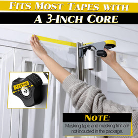 Enhon tape roll installed in dispenser demonstrating compatibility with 3-inch core