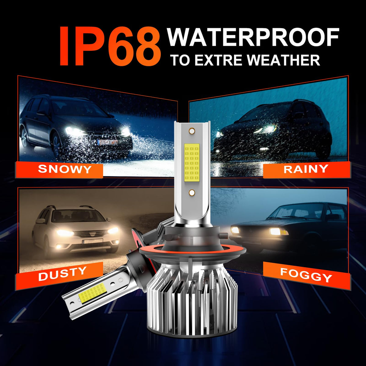 ENJOYAKOM fog light beam pattern at night showing reduced glare and range