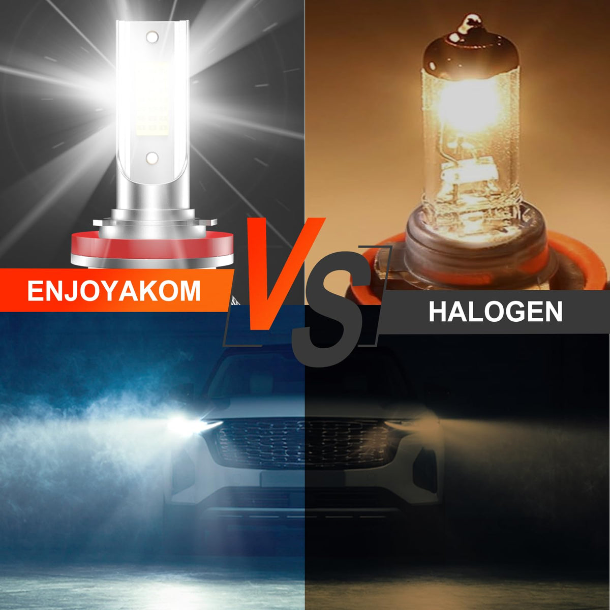 ENJOYAKOM bulbs held in hand showing compact size and easy installation
