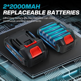 Enkreefi batteries and charger highlighting long runtime and fast swapping convenience