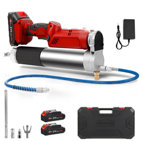 Enkreefi grease gun front view showing compact body and trigger for easy control