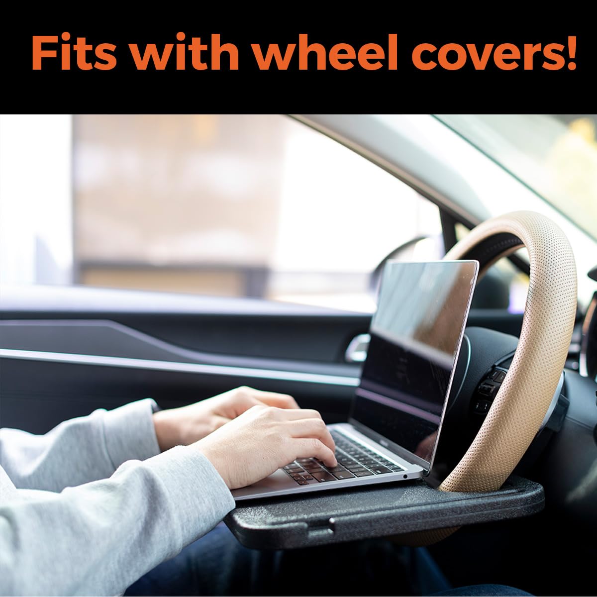 ENRICH UP side profile mounted on steering wheel highlighting slim design