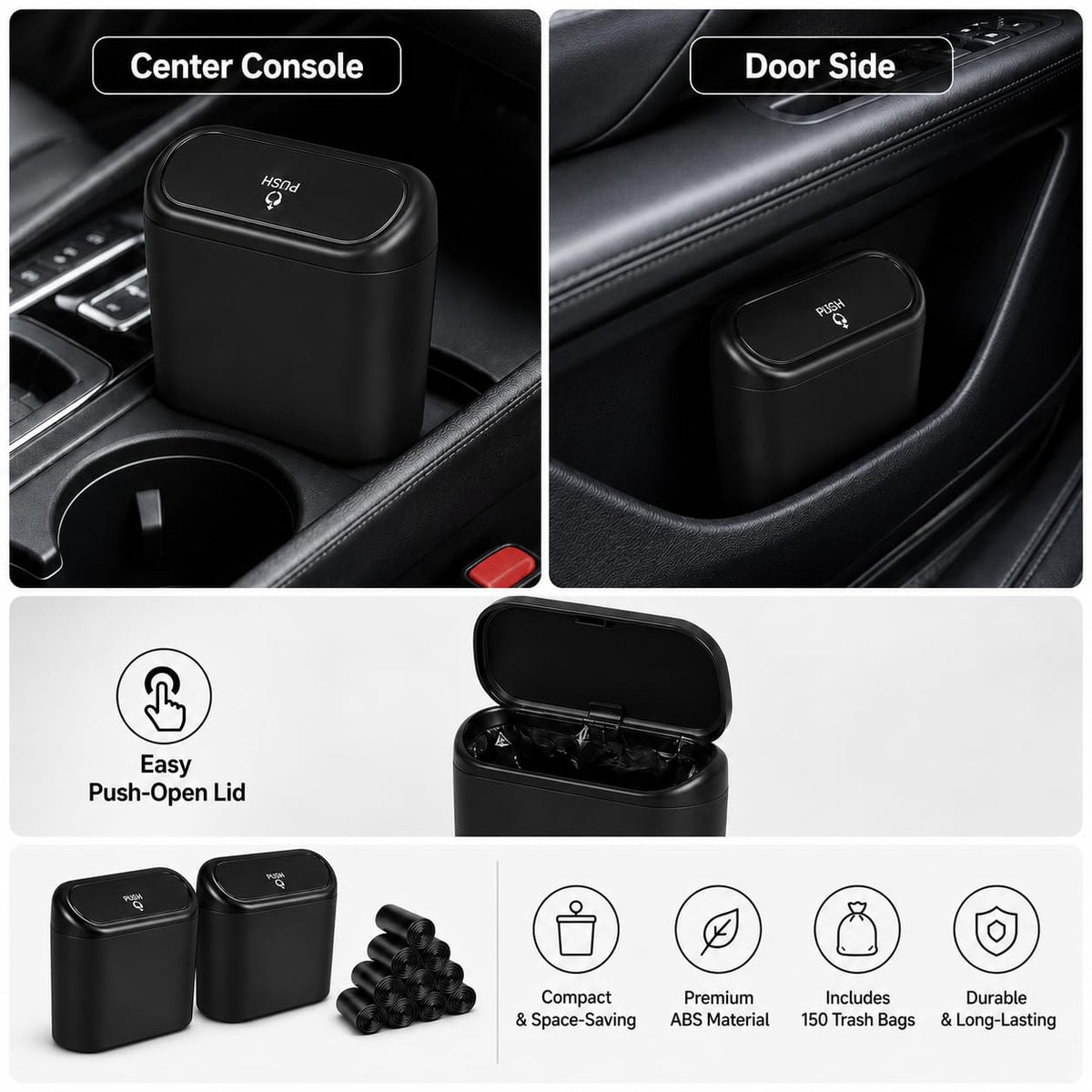 EnthuLove on car floor beside seat showing size for unobstructed legroom