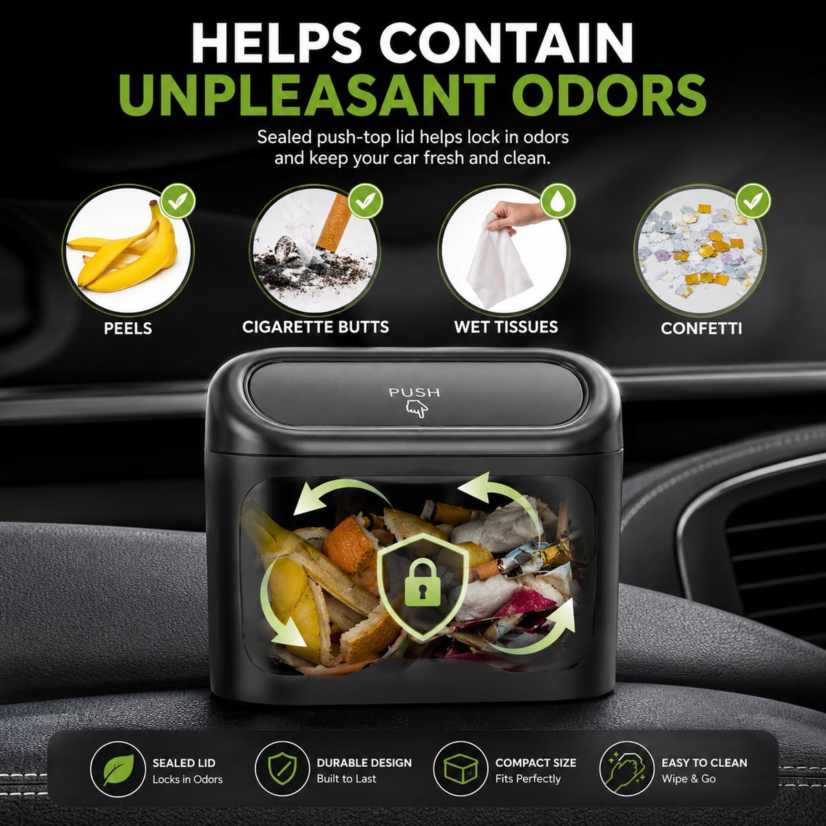EnthuLove hanging from headrest demonstrating easy access and organization