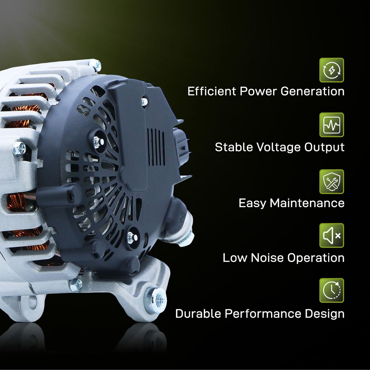 EnTurbo alternator mounted in engine bay demonstrating direct-fit replacement benefit