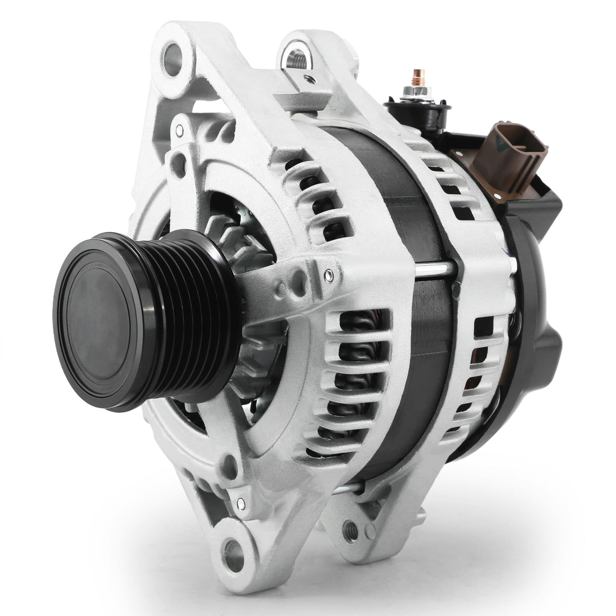 EnTurbo front view alternator showing clean housing and mounting points for reliable replacement