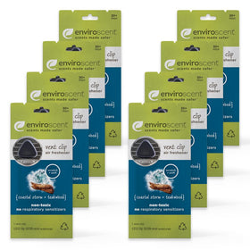 Enviroscent vent clip front packaging showing scent variety and clean design benefit
