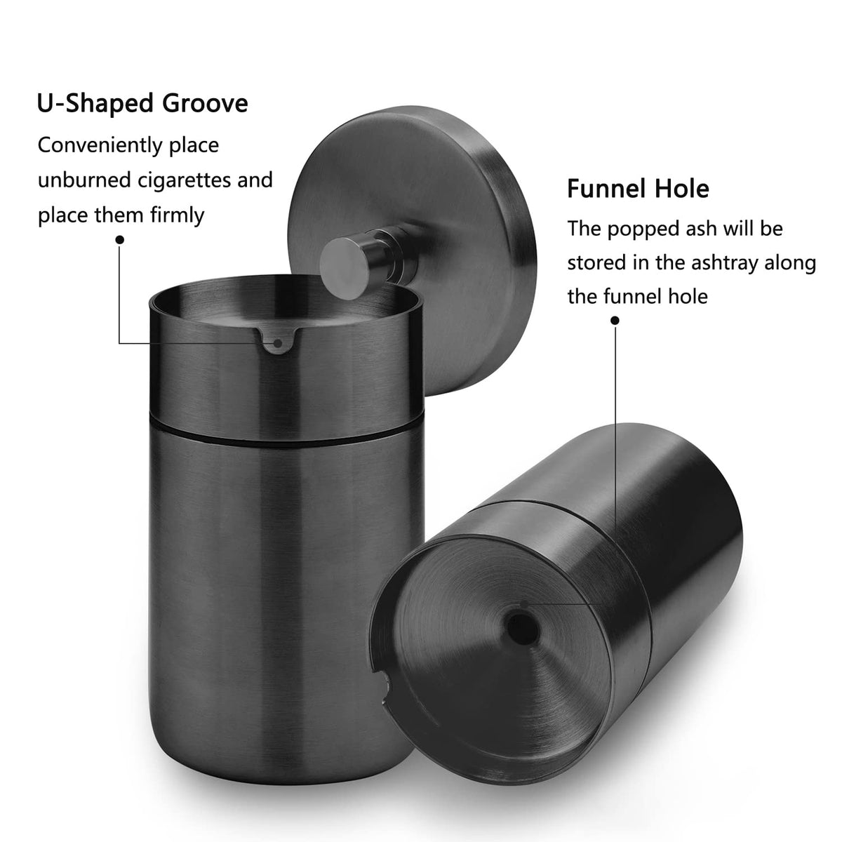 EOCICI installed in car cup holder preventing ash spills while driving