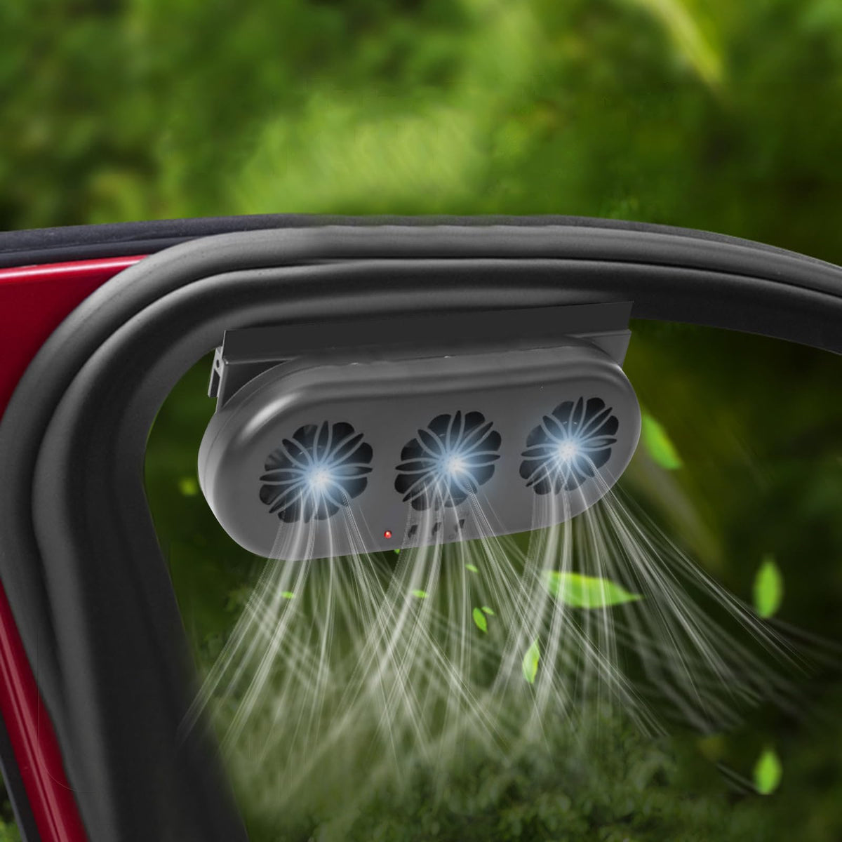 EOHMAK front mounted on car window showing ventilation and quick cooling