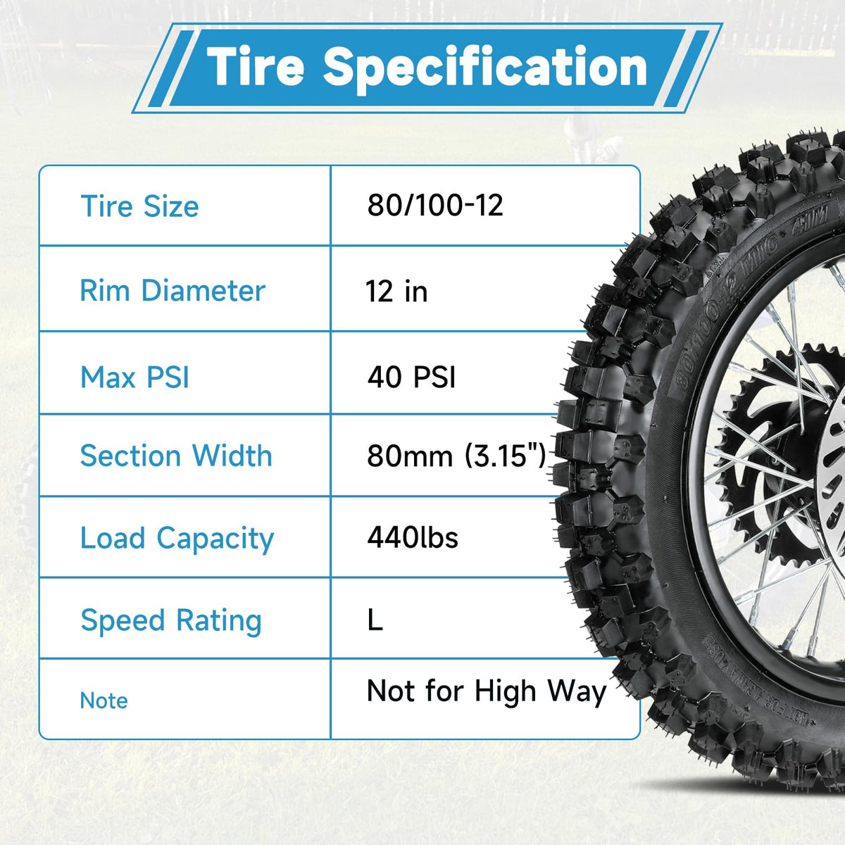 EOPOAYI wheel beside a ruler for size comparison clarifying 12-inch fitment
