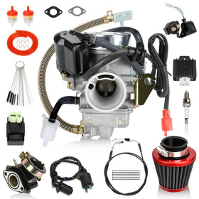 EOPOAYI carburetor front view showing precision bore and durable alloy construction for reliable fueling