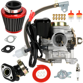 EOPOAYI carburetor front view showing throttle and intake for reliable throttle response