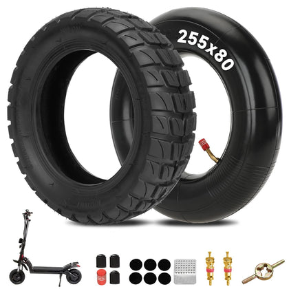 EOPOAYI front view of 255x80 tire and inner tube showing fit benefits
