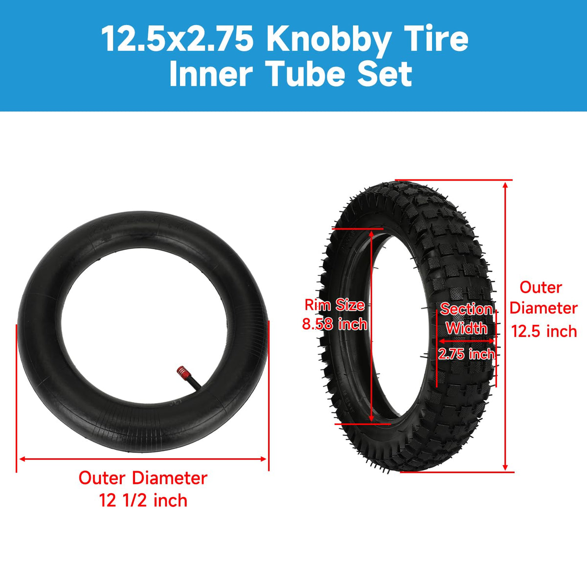 EOPOAYI tire mounted on Razor MX350 wheel showing secure fit benefit