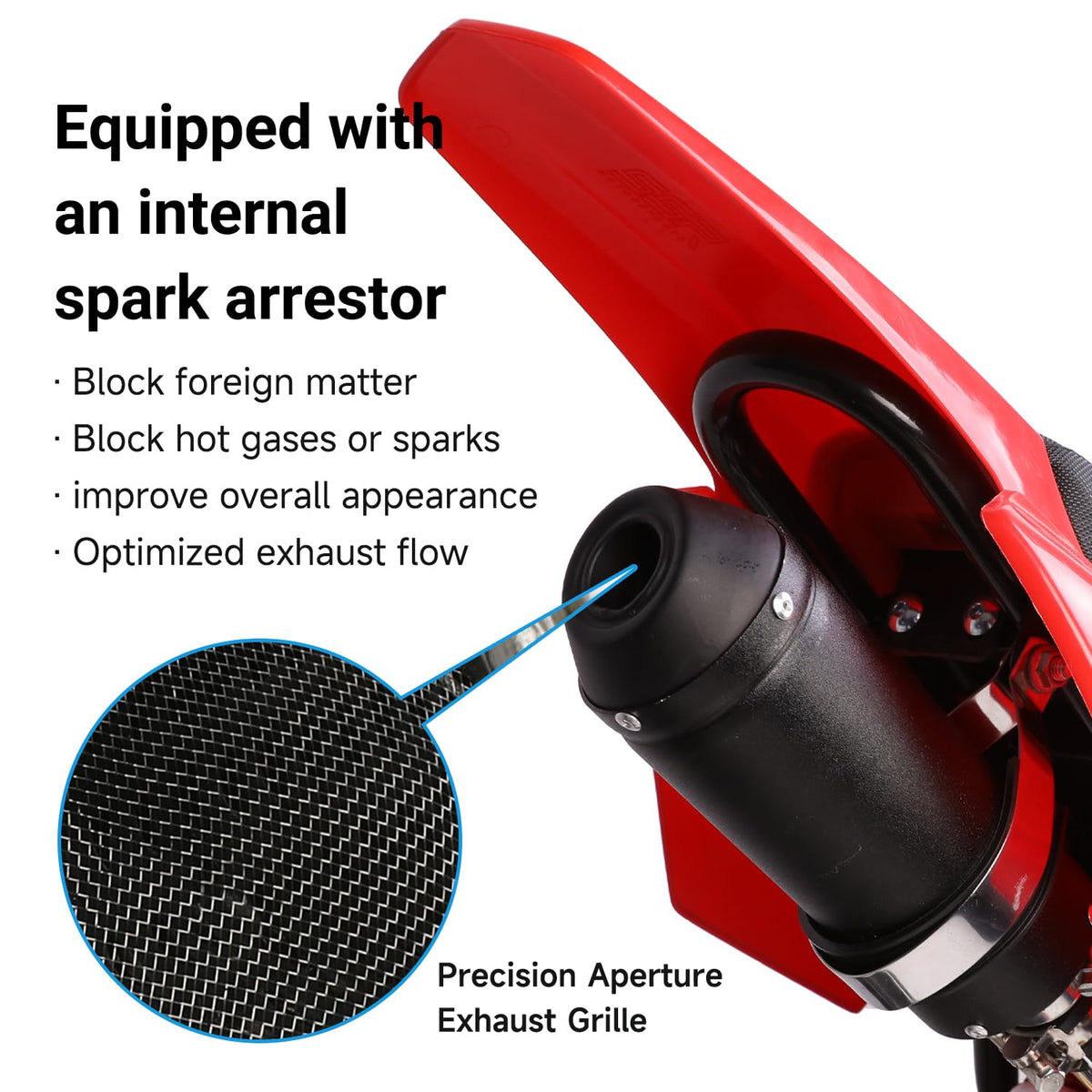 EOPOAYI muffler installed on ATV illustrating broad compatibility and protection
