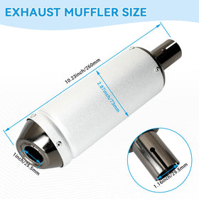 EOPOAYI muffler side profile highlighting low-tone outlet and shape