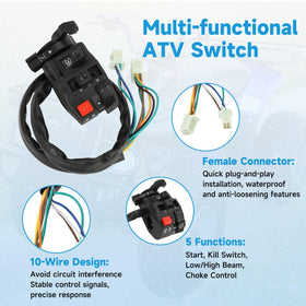 EOPOAYI upgrade 10-wire 5-function ATV switch showing easy control consolidation