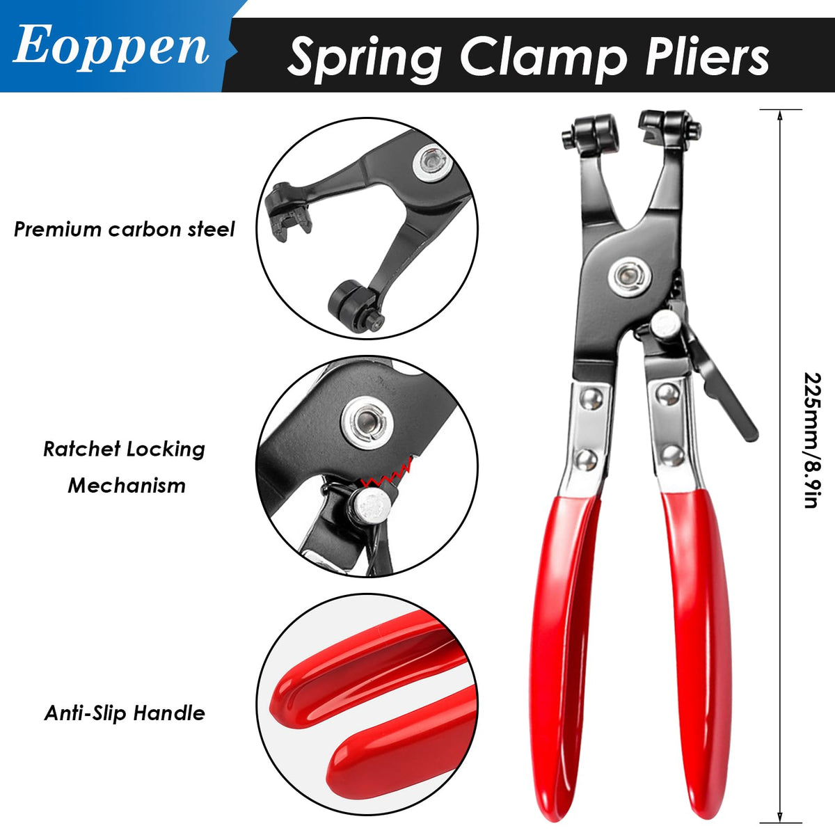 Eoppen plier swivel tip demonstrating angled access and hands-free lock
