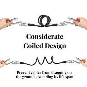 Eorbow coiled cable neatly retracted to prevent dragging and reduce noise