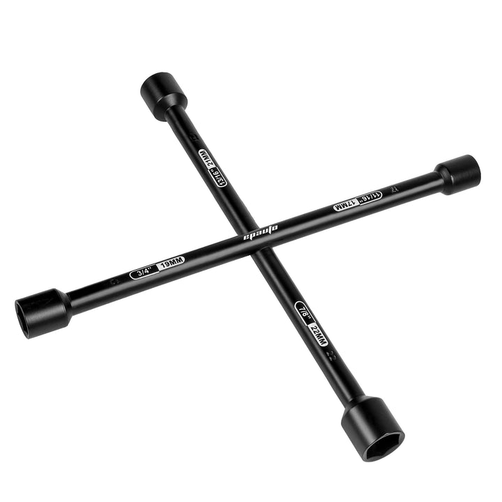 EPAuto lug wrench front view showing cross design and sockets for quick torque