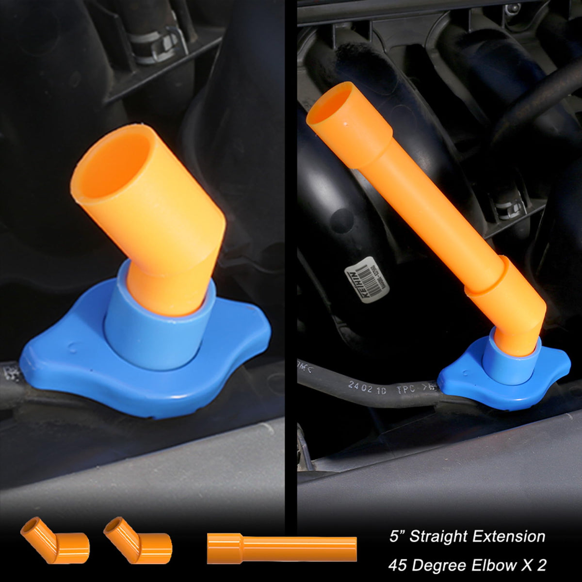 EPAuto 45° elbow in use reaches awkward fill points