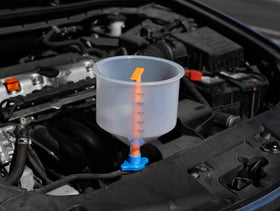 EPAuto funnel in use for scale comparison and accurate pour
