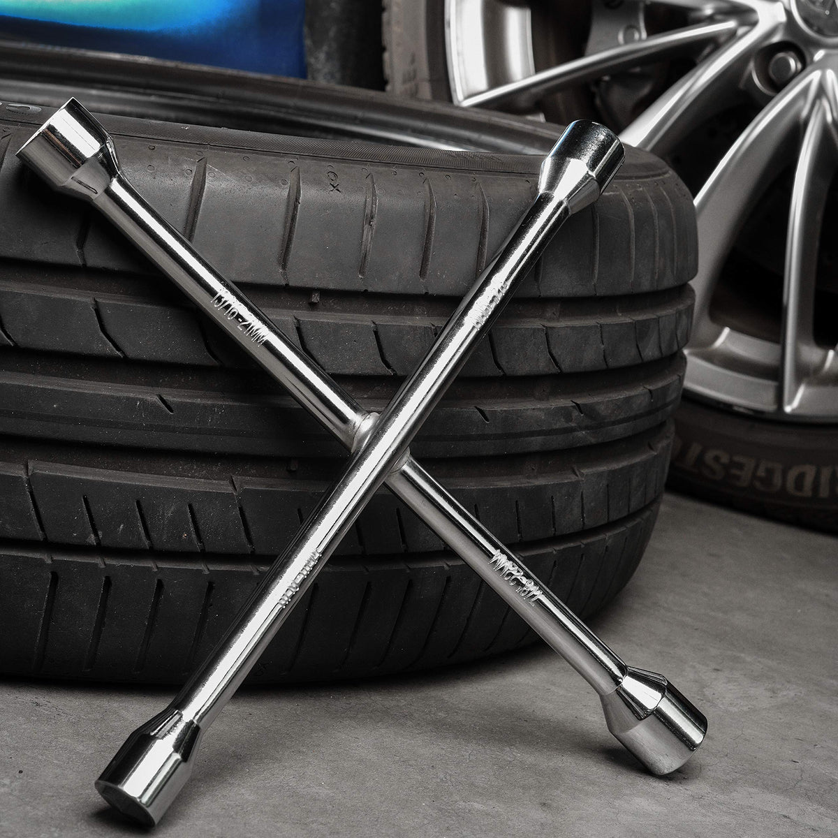 EPAuto wrench in use loosening lug nut demonstrating reliable leverage