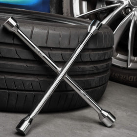 EPAuto wrench in use loosening lug nut demonstrating reliable leverage