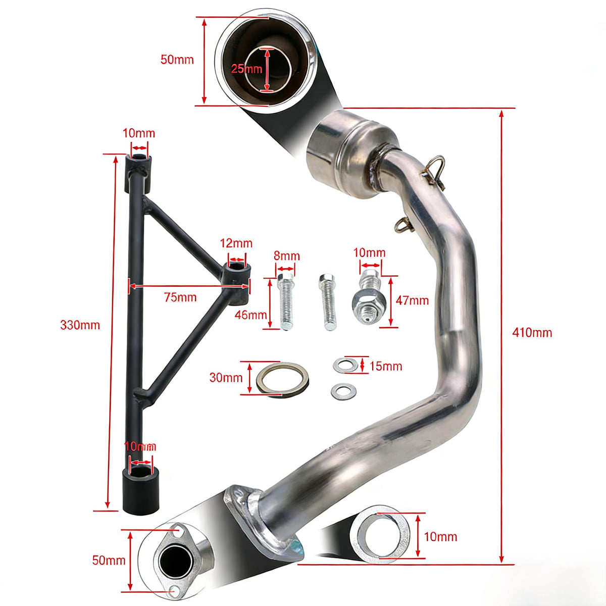 EPJHKBE mounting bracket and included hardware laid out for easy installation reference
