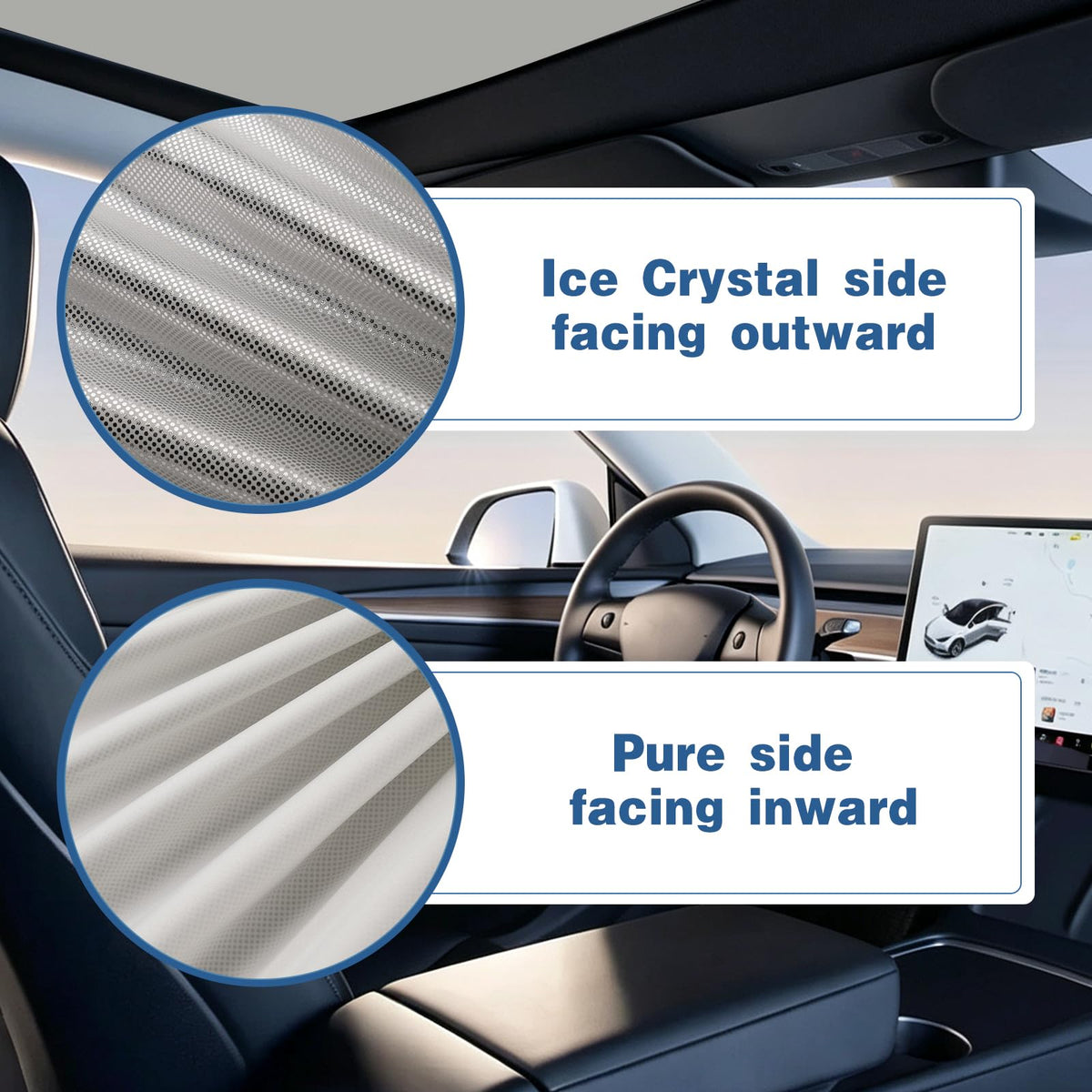 Epltion sunshade frame closeup showing heat-treated steel frame and no-sag stability benefit