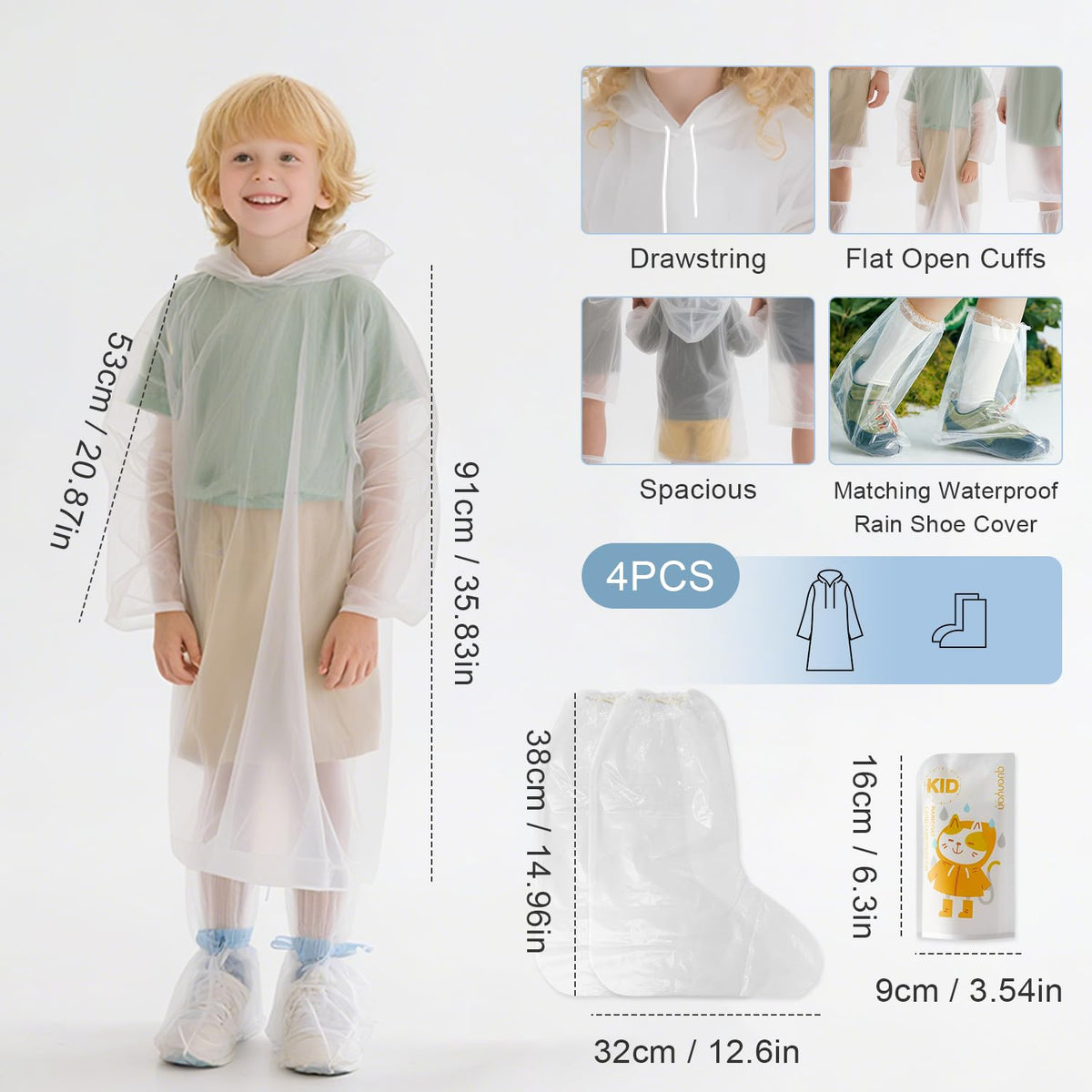 EQUNROY poncho hood with adjustable drawstring offering secure protection from rain
