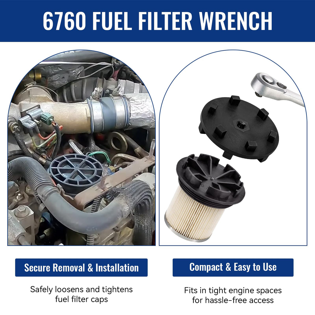 ERETOW 6760 in engine bay showing safe filter cap removal