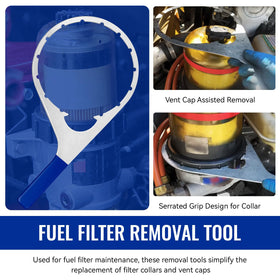 ERETOW wrench engaged on Davco filter collar to speed removal