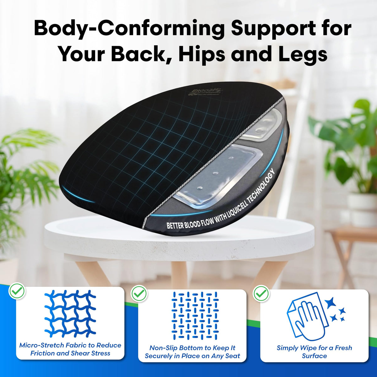 ERGO21 folded compact travel-ready cushion packing convenience