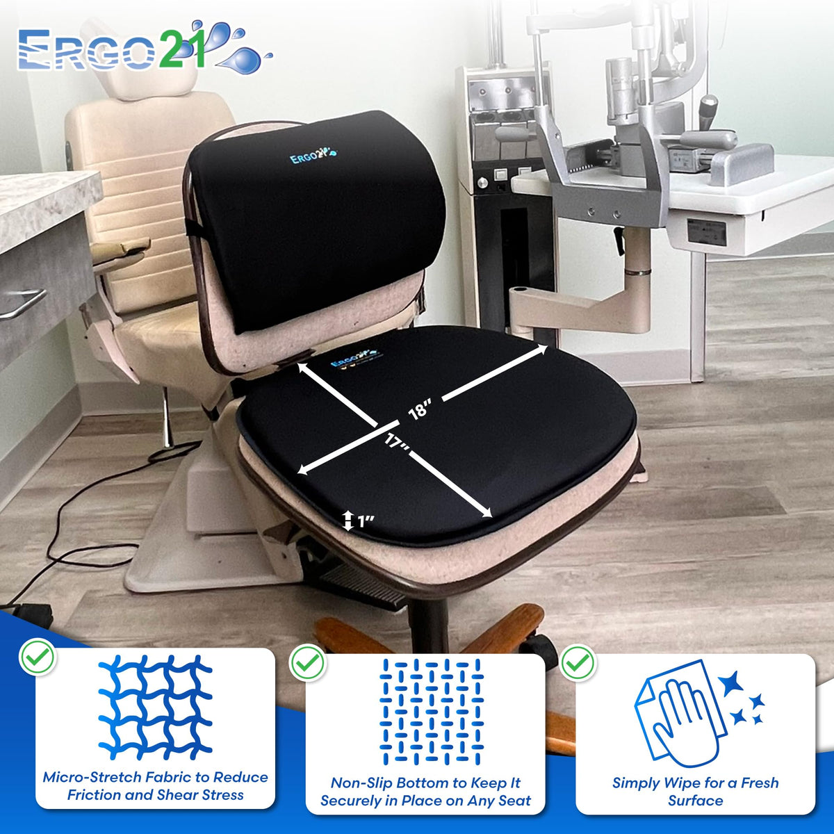 ERGO21 label and stitching detail indicating durable construction
