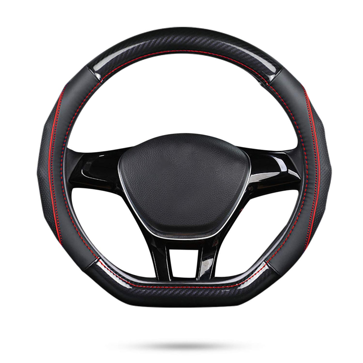 Ergocar front view of D-shape cover showing sporty black and red finish