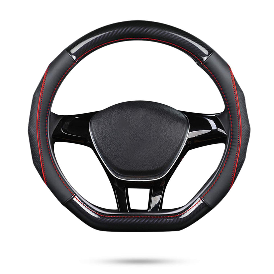 Ergocar front view of D-shape cover showing sporty black and red finish