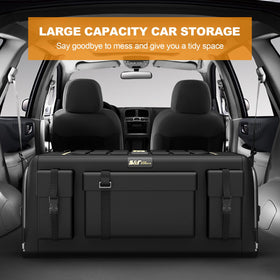 Ergocar organizer in car trunk holding groceries demonstrating stability and order