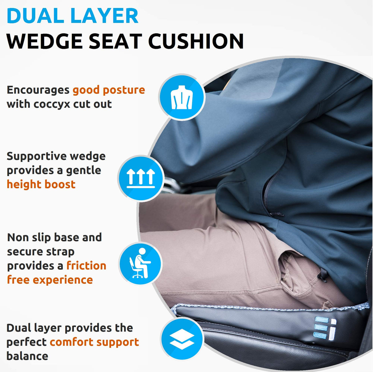 Ergonomic Innovations breathable mesh cover detail for cooling airflow