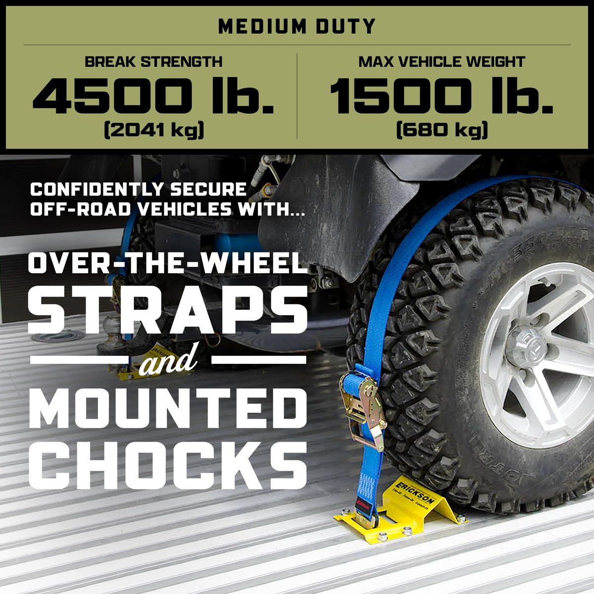 Erickson powder-coated wheel chock close-up highlighting corrosion resistance and durable finish