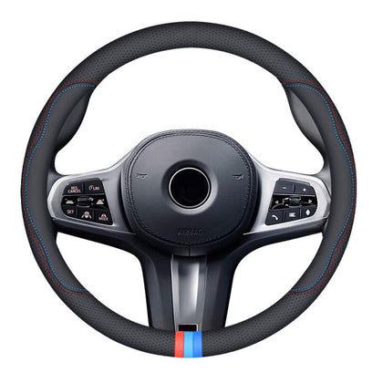 Erivis front view of steering wheel cover showing fit and premium finish