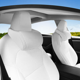 Erivis front view on Tesla seat showing neat fit and instant comfort
