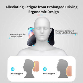 Erivis headrest installed on driver seat demonstrating secure fit and improved neck support