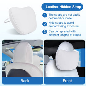Erivis being installed on a Tesla headrest showing easy attachment benefit