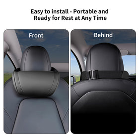 Erivis on a headrest in a road trip setting showing comfort during travel