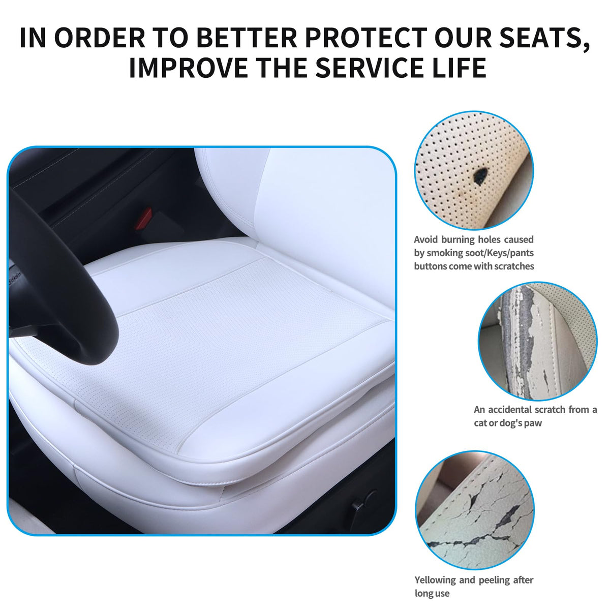 Erivis cushion in Tesla interior lifestyle scene showing preserved seats benefit